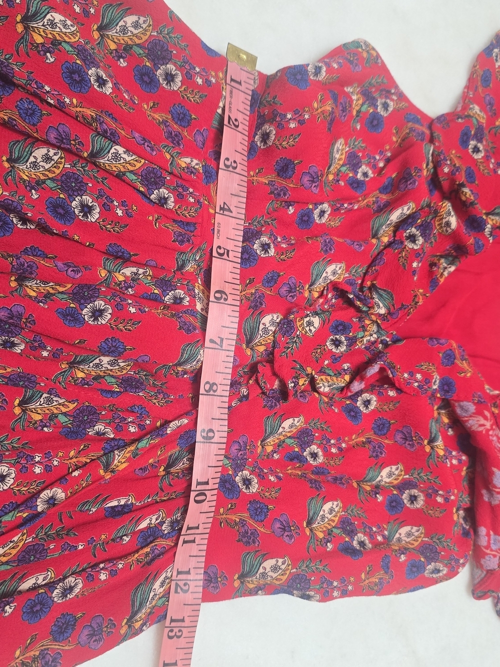 Red Floral Ruffle Wrap Mini Dress - Picture 4 of 8